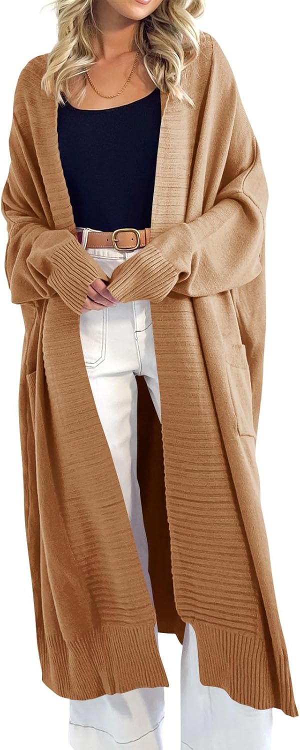 Danedvi Womens Long Cardigan Sweaters 2025 Fall Chunky Knit Oversized Slouchy Open Front Warm Coats with Pockets - Image 2