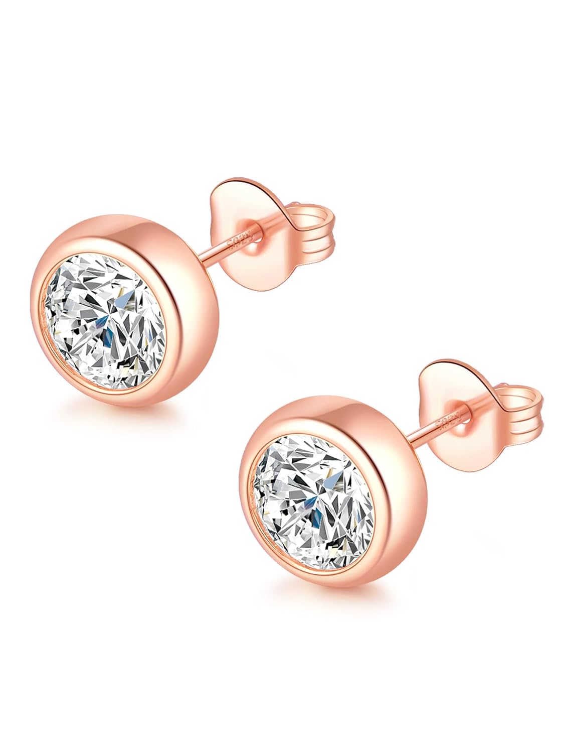 Augell Moissanite Diamond Stud Earrings 1-2 Carat D Color VVS1 Clarity Hypoallergenic 925 Sterling Silver with 18K Gold