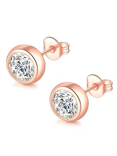 Augell Moissanite Diamond Stud Earrings 1-2 Carat D Color VVS1 Clarity Hypoallergenic 925 Sterling Silver with 18K Gold