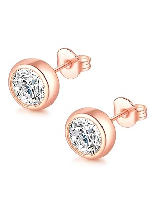 Augell Moissanite Diamond Stud Earrings 1-2 Carat D Color VVS1 Clarity Hypoallergenic 925 Sterling Silver with 18K Gold
