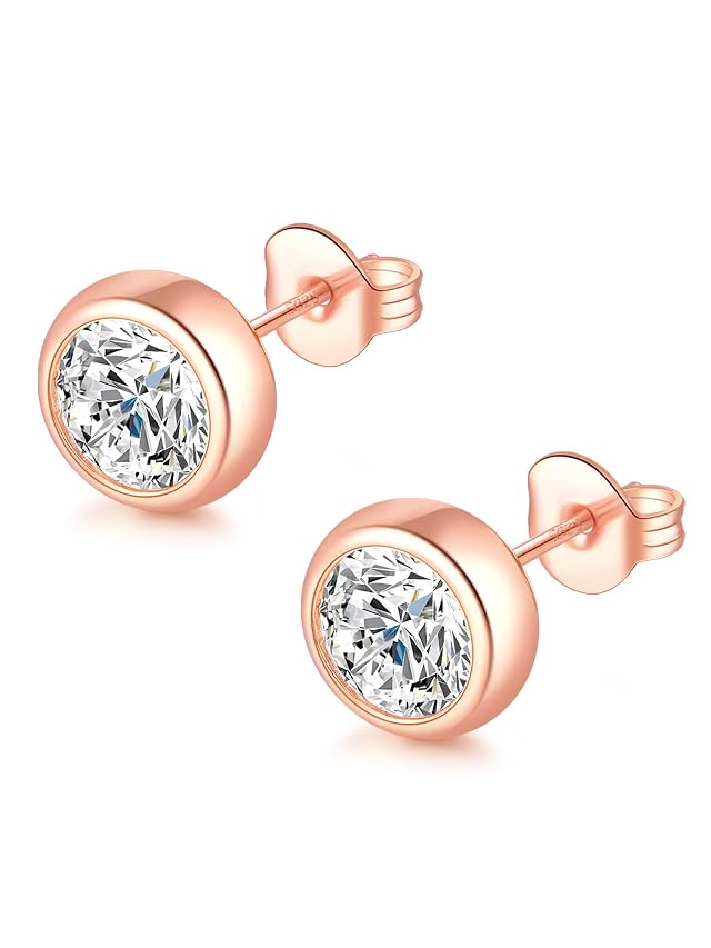 Augell Moissanite Diamond Stud Earrings 1-2 Carat D Color VVS1 Clarity Hypoallergenic 925 Sterling Silver with 18K Gold