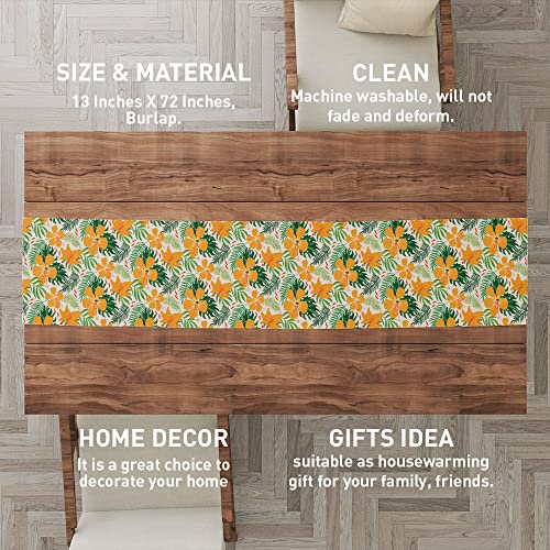 Tropical Floral Table Runner Decorative, Summer Spring Table Runner Decorations For Dinning Room Kitchen Dresser Decor For Party Holiday, Housewarming Gifts For Women Couple New Home, 13X72 Inches #TOP1