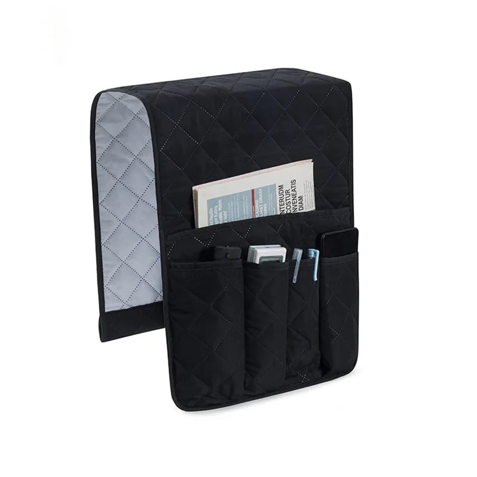 Organizador de reposabrazos sofá con Bolsillos y portavasos, Bandeja for, sillón, Bolsa Almacenamiento Colgante for TV, Control Remoto, teléfono móvil para Sofá(Black)