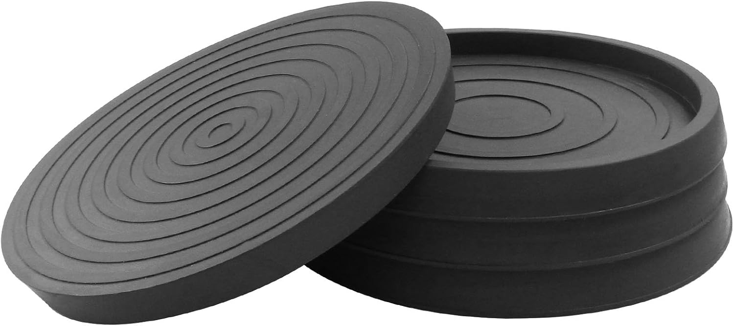 Piutouyar 2.5 Inch Round Furniture Coasters, 4 Pcs Black Rubber Caster Cups Non Slip Furniture Leg Protectors Rubber Furniture Pads for Hardwood Floors