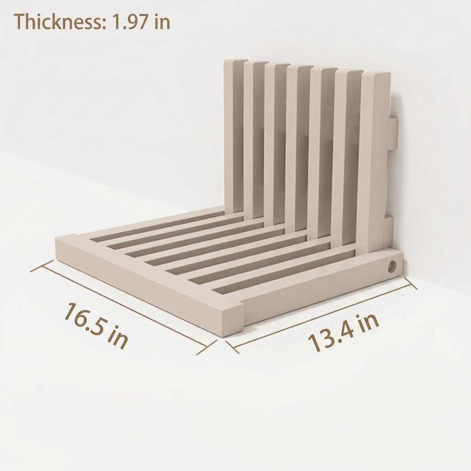 Solid Wood Wall-Mounted Bedside Shelf, Foldable Floating Narrow Table, Creative Slatted Design for Bedroom (White)