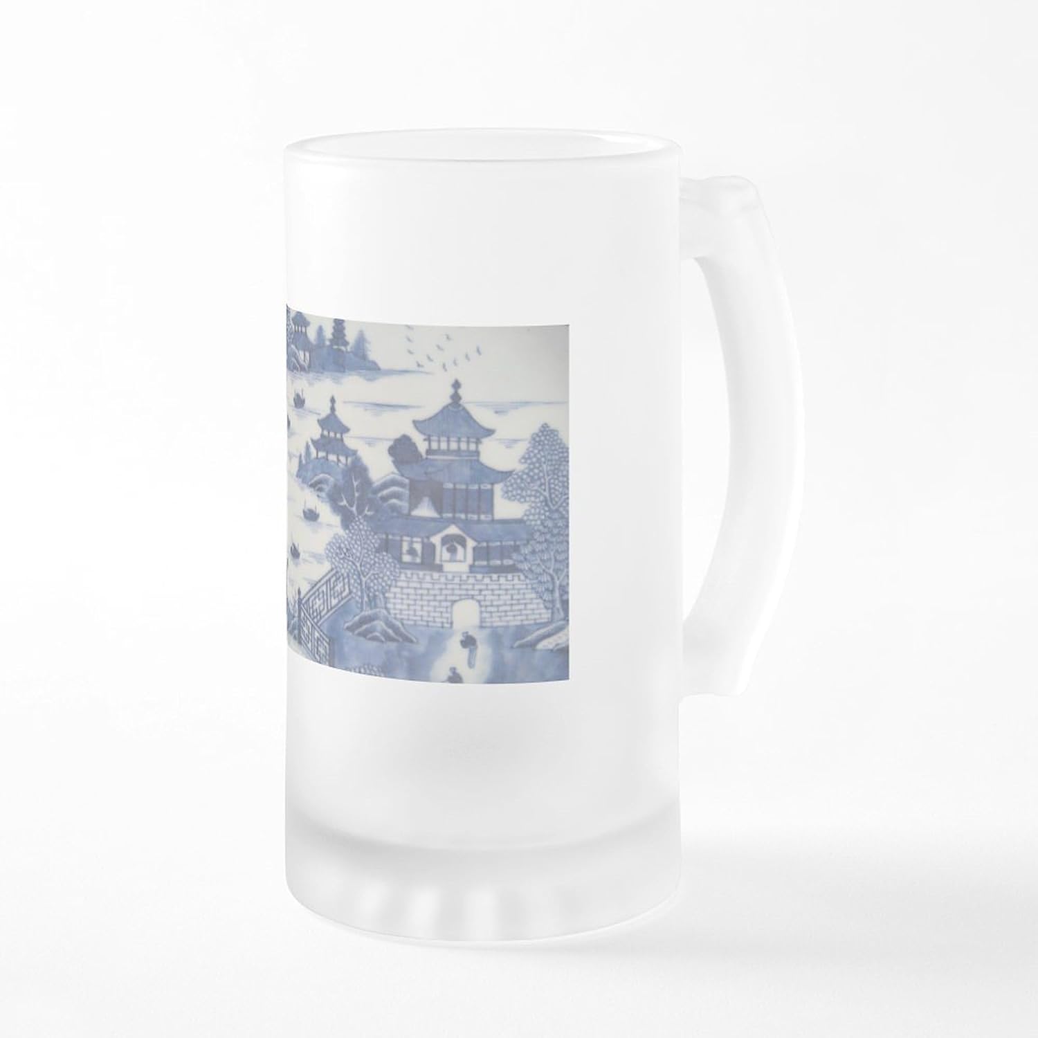 CafePress PORCELAIN CHINA VINTAGEFLOW BLUE Frosted Stein 16 oz Frosted Glass Beer Mug