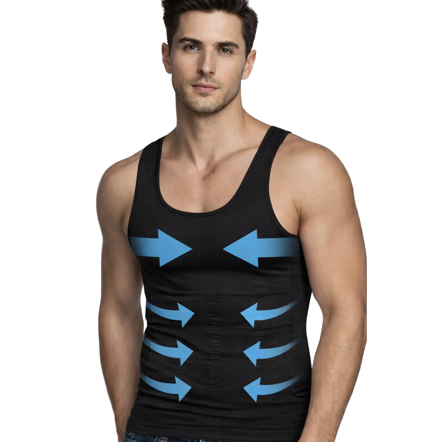 Tummy Tucker Vest for Men Tummy Control Undershirt Abs Abdomen Slim Stretchable Compression Tank Top, Slimming Body Shaper Vest for Gym, Office