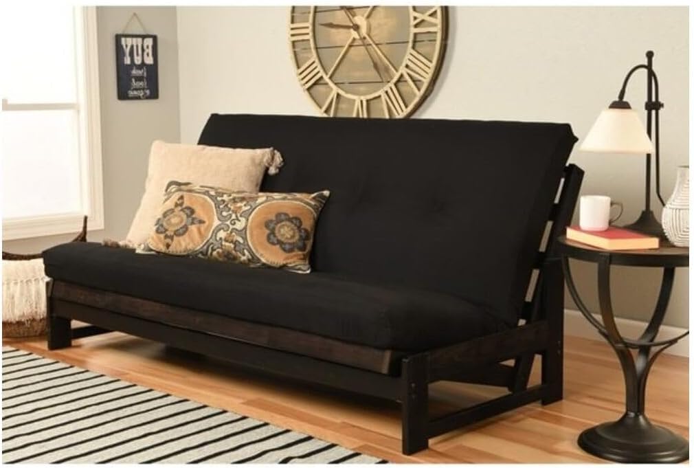 Maykoosh Full Size Futon Frame Set - Reclaimed Mocha Finish, Convertible Sofa Bed, Straight Arm Design