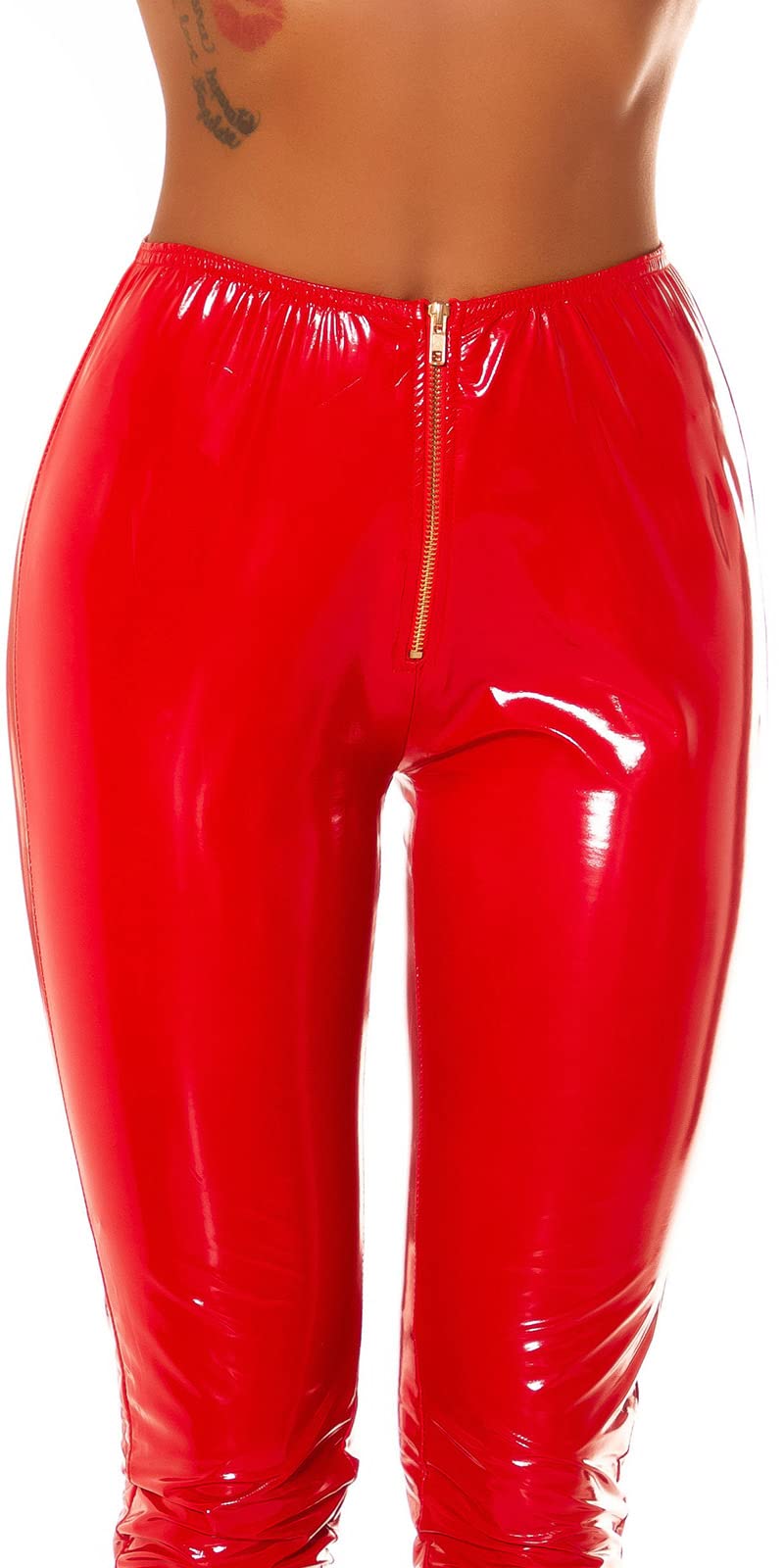 Koucla Glossy High Waist Latex Look Leggings con zip