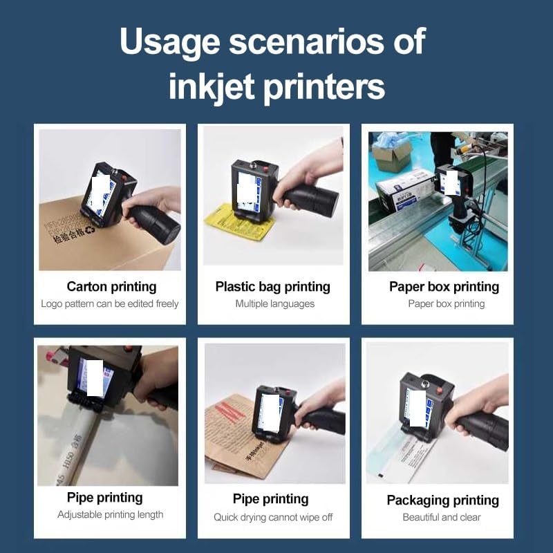 ハンドヘルドインクジェットプリンタ 多言語対応 ポータブルスマートラベル 製造日文字コード 速乾性インク バッチ番号、QRコード、バ