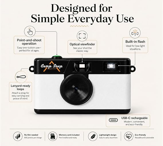 Screen-Free Digital Camera by Camp Snap