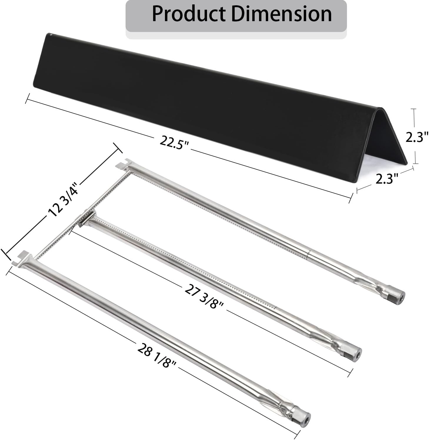 Leship 22.5" Flavorizer Bars & 28 1/8" Burner for Weber Genesis Silver Gold B/C,Spirit E310 E320 S310 S320 (with Side Control) Spirit 700 Grills,Parts for Weber 7536 7508