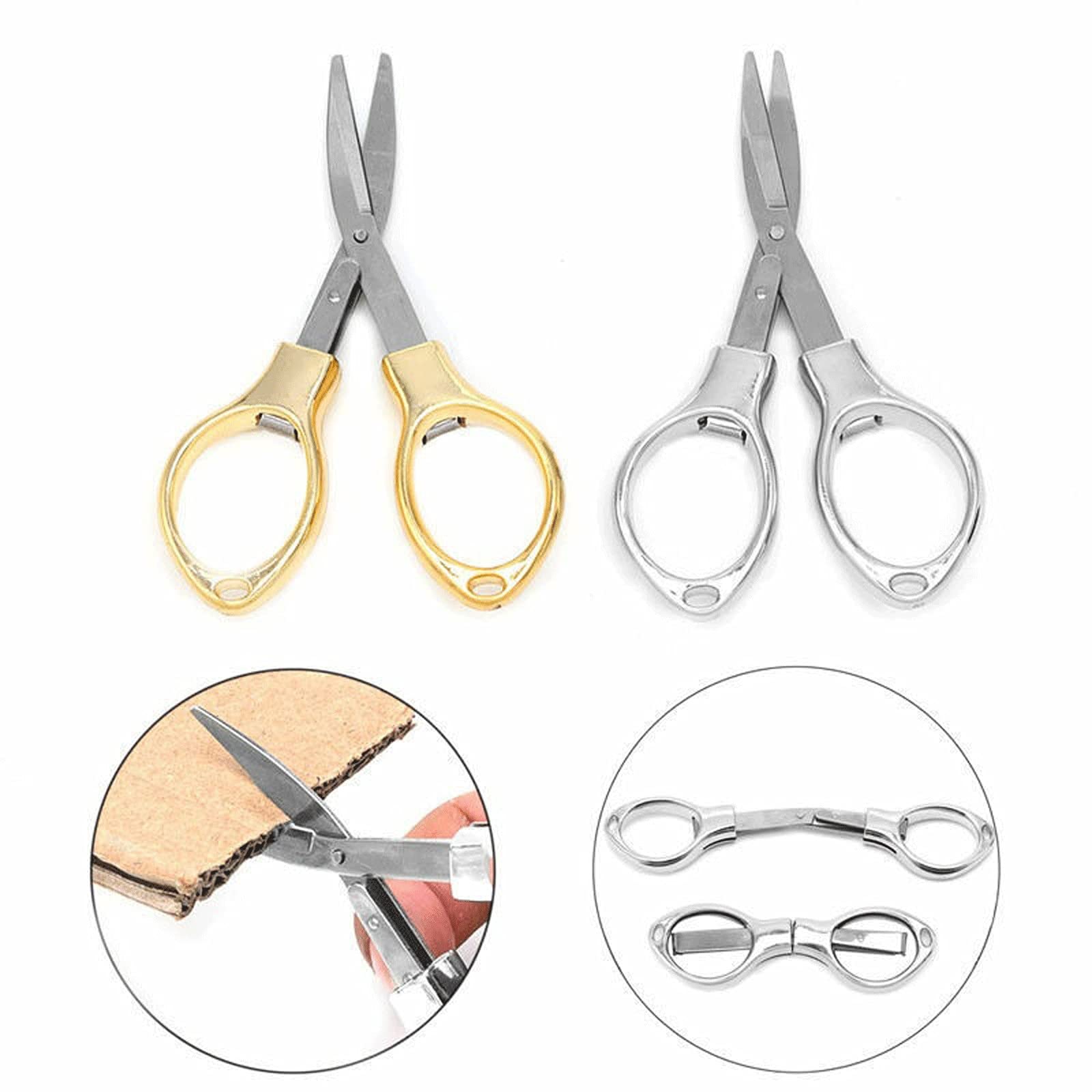 Salatschere, 1 Stück, zusammenklappbar, für Camping, Edelstahl, Schere, Schlüsselanhänger, Angelschere, Taschen-Minischneider, Basteln, Nähen, sicher (Silber)