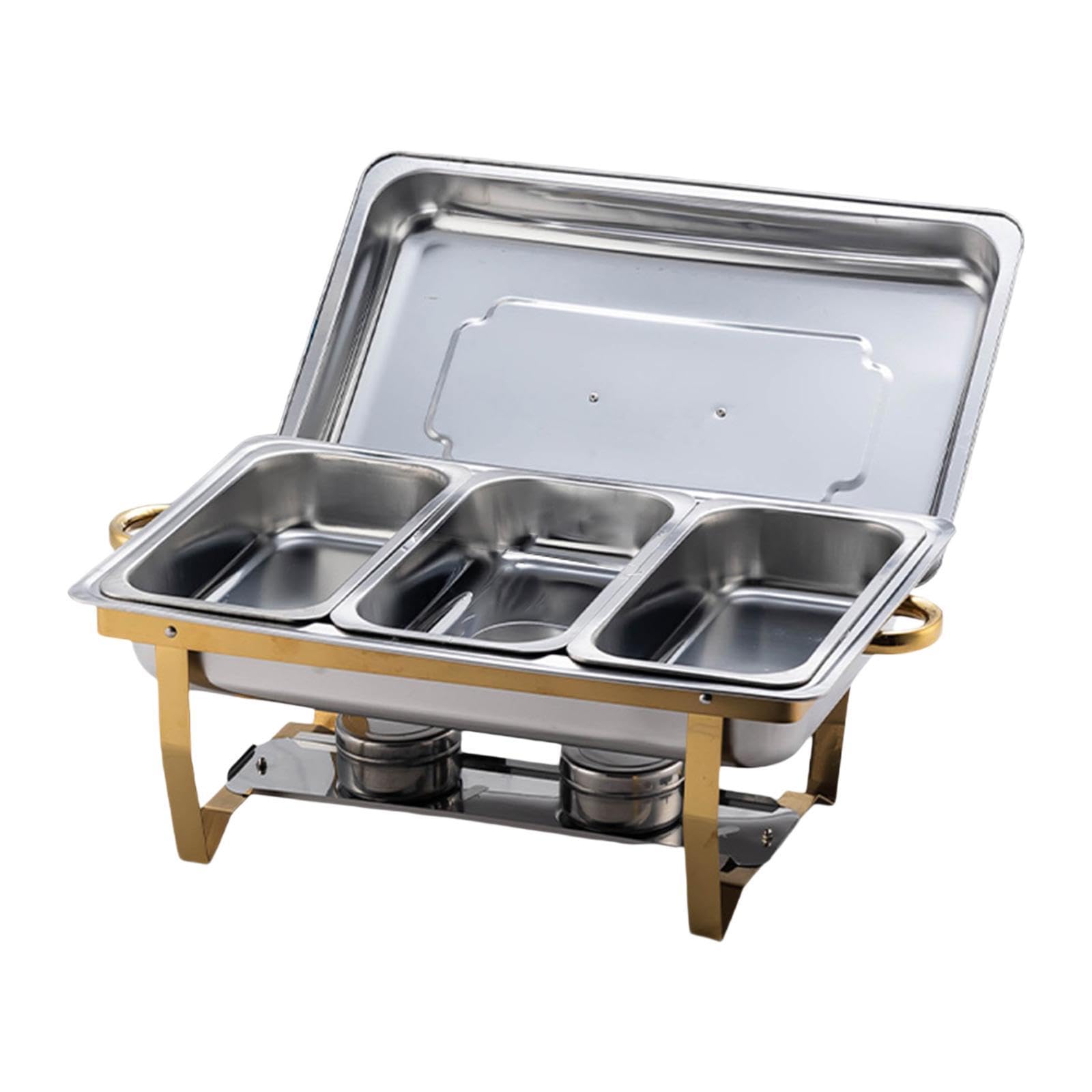 Juego de Calentadores de Buffet para Ocasiones Festivas, Tres cuadrículas, Individual
