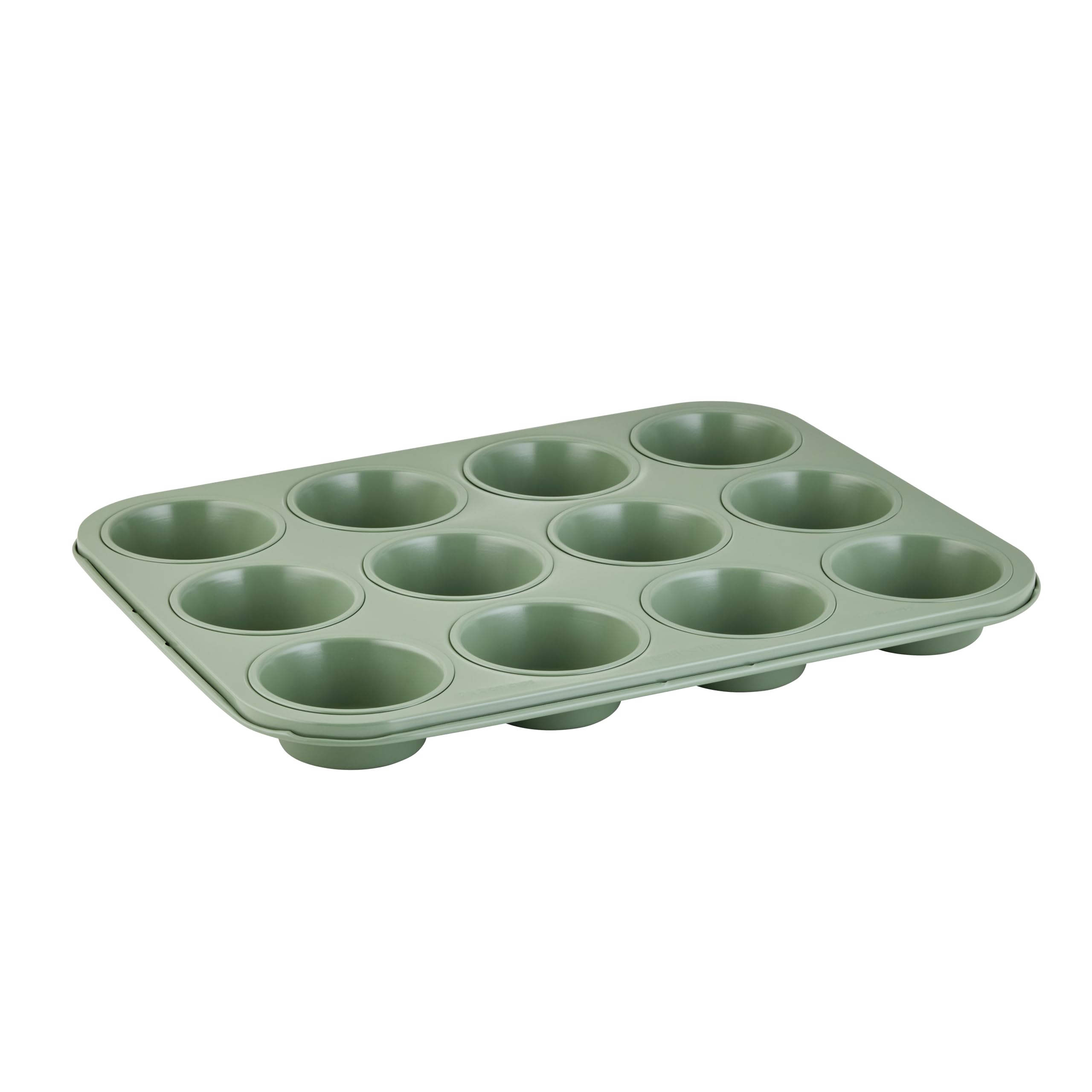 Wiltshire Colour Rush 12 Cup Muffin Tray, Moss, PFOA PTFE Free, Cupcake Mould, Non-Stick Coating, Rectangular Coated Baking Tin, Sheet Steel Bakeware, Carbon Steel, 7x3cm Cup Size