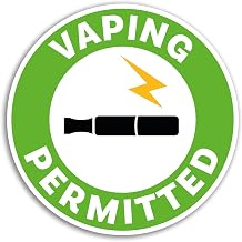 2 x 10cm Vaping Permitted Sign Vinyl Stickers - Warning Vape Zone Allowed Office Workplace Health & Safety Gift #78818