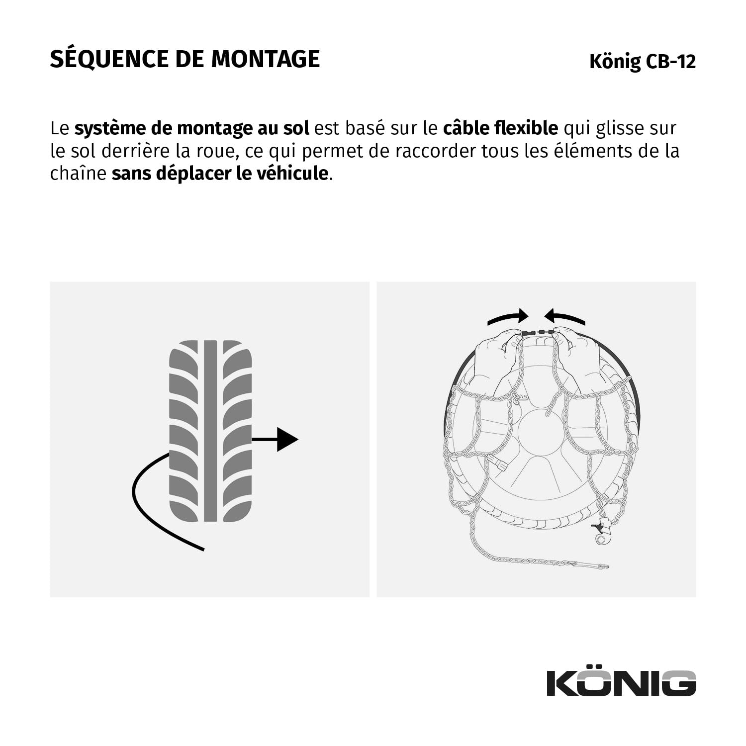 KÖNIG CB-12 104 - Chaînes à Neige, Set de 2