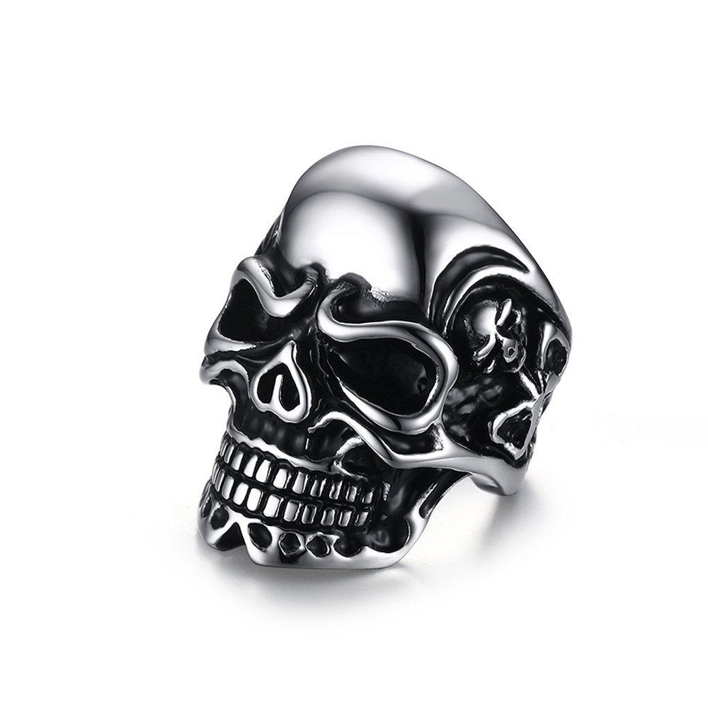 Asma Jewel House Gothic Skull Ring for Men & Boys - Black Plated Stainless Steel Band with Bone and Skeleton Design, US Size 10, Hypoallergenic, Durable, Gift Box Included (B0792B82YV) Amazon Price History, Amazon Price Tracker