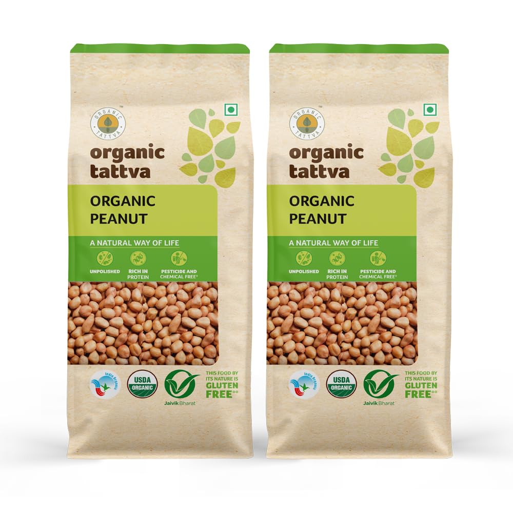 Organic Tattva, Organic Raw Unpolished Peanuts/Groundnuts -1 KG (500 Gram Each)