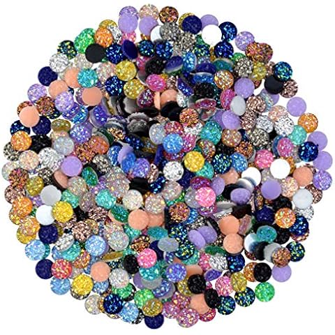 Tongcloud 500 pcs Round Flatback Resin Cabochon Faux Druzy Cabochons Round Flat Back Dome Cabochons for Jewelry Making, DIY Craft (20 Mutlicolor, 8mm) Cover