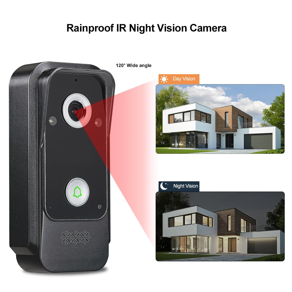 Sistema di videocitofono cablato con schermo a colori IPS da 7 pollici, videocitofono HD 1080P e telecamera da 2 megapixel con supporto per sblocco, citofono bidirezionale