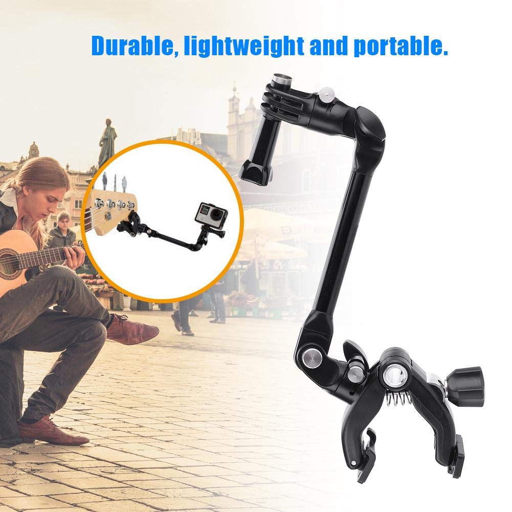Clip de Guitarra para Cámara de Acción - Brazo de Montaje de Monopié de Rotación 360 - Abrazadera de Soporte de Cámara - Abrazadera de Tambor para Cámara Deportiva Go-Pro Xiaoyi Sjcam