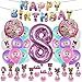 LOL Surprise Dolls Décoration de Fête de Anniversaire 54 pcs, LOL Latex Ballon, Feuille Ballon, Numero 8 Ballon, Bannière de Anniversaire, LOL Cupcake Toppers, pour Enfants Décorations de Fête