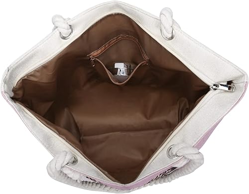 Miniatura 5 de Bolsas de mano con asa de cuerda, bolsa grande con asas de cuerda, lona resistente, reutilizable, bolsa de compras para comestibles, bolsa de playa
