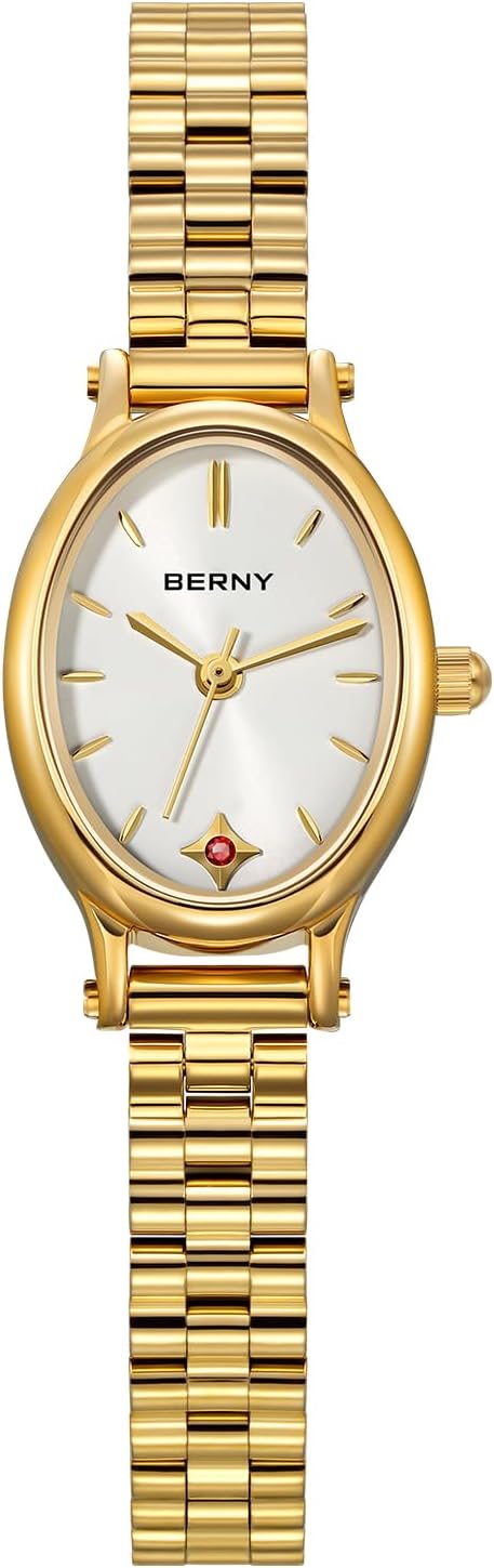 BERNY Gold Watches for Women Dainty Women's Wrist Watch, 3ATM Waterproof Fashion Small Ladies Bracelet Watch, Female Analog Quartz Watch, Full Stainless Steel Sun-ray Dial Luxury Birthday Present - Image 8