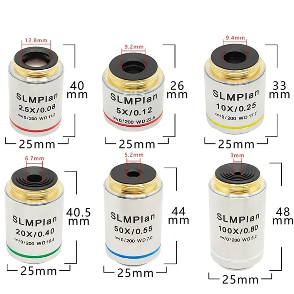 1 stücke Metallographische Mikroskop Lange Brennweite Arbeits Abstand Unendlichkeit Ziel Objektiv 2X 2,5 X 5X 10X 20X 50X 100X(Optional) RMS Gewinde(5X)