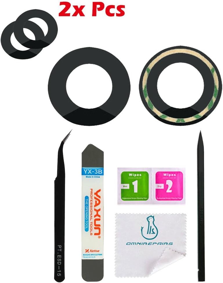 OmniRepairs Rear Facing Camera Glass Replacement (2 Pieces) for iPhone 6 and 6s with Adhesive and Repair Toolkit (Glass Lens)