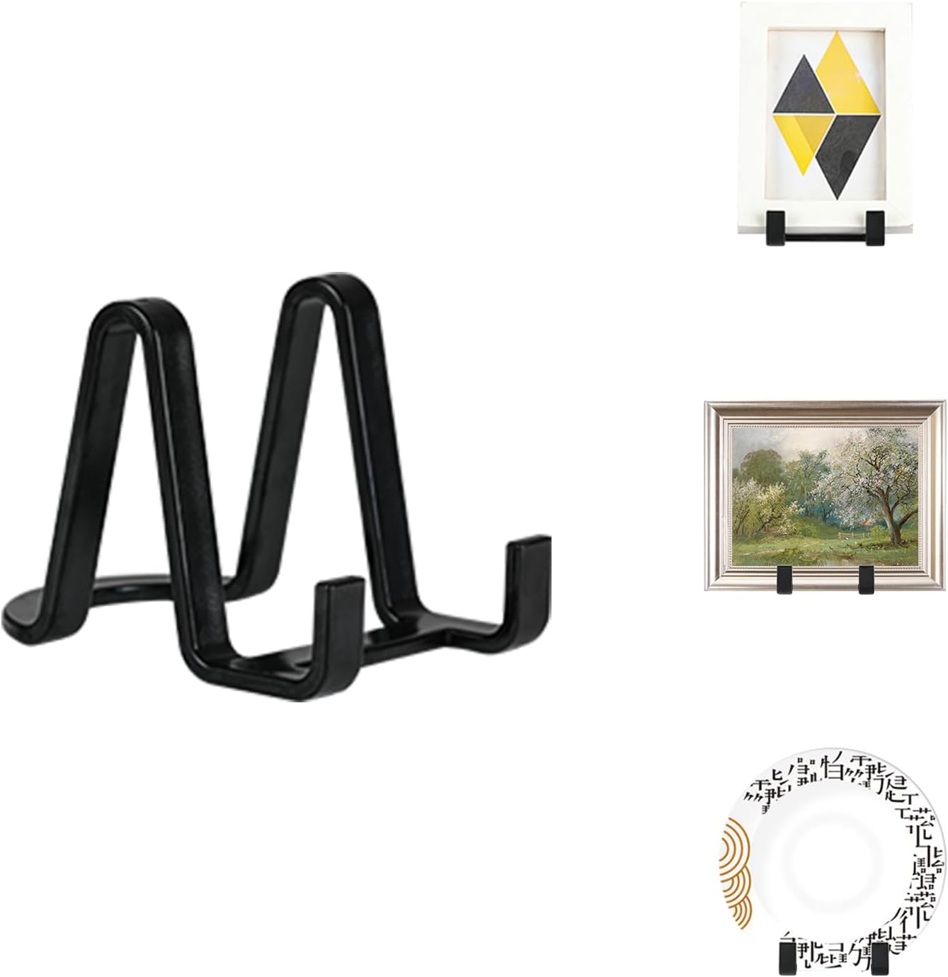 Artliving Plate Stands for Display - Plastic Easel Stand Plate Holder Display Stand Picture Frame Stand for Pictures | Photo|Decorative Plate |Dish | Tabletop Art - 3 inch-Black