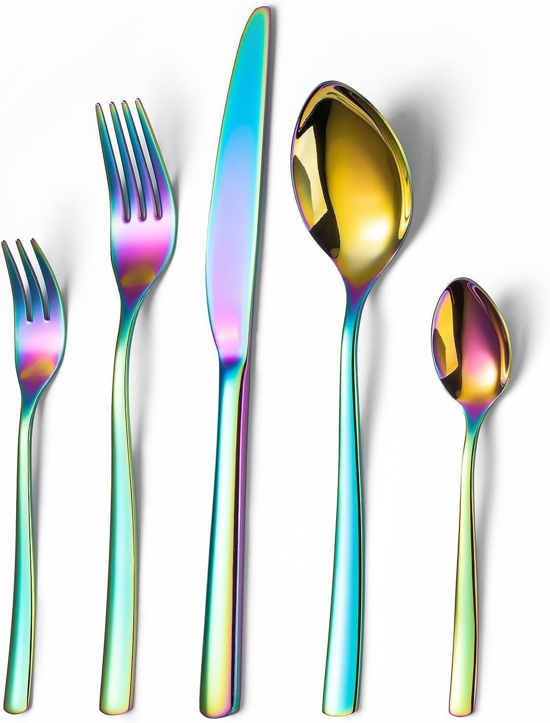 Cutlery Set for 6 People Colourful Cutlery 30-Piece Stainless Steel Cutlery Set with Knife Fork Spoon Mirror Polishing Cutlery Set Cutlery Set for Home Party Restaurant Dishwasher Safe