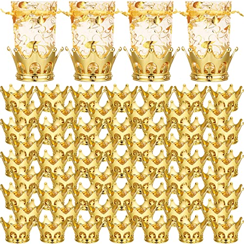 Jetec Gold Fillable Crown Goblet with Pouch for Candy Chocolate Cake Dessert Storage Decoration for Wedding Birthday Party(100 Pieces)