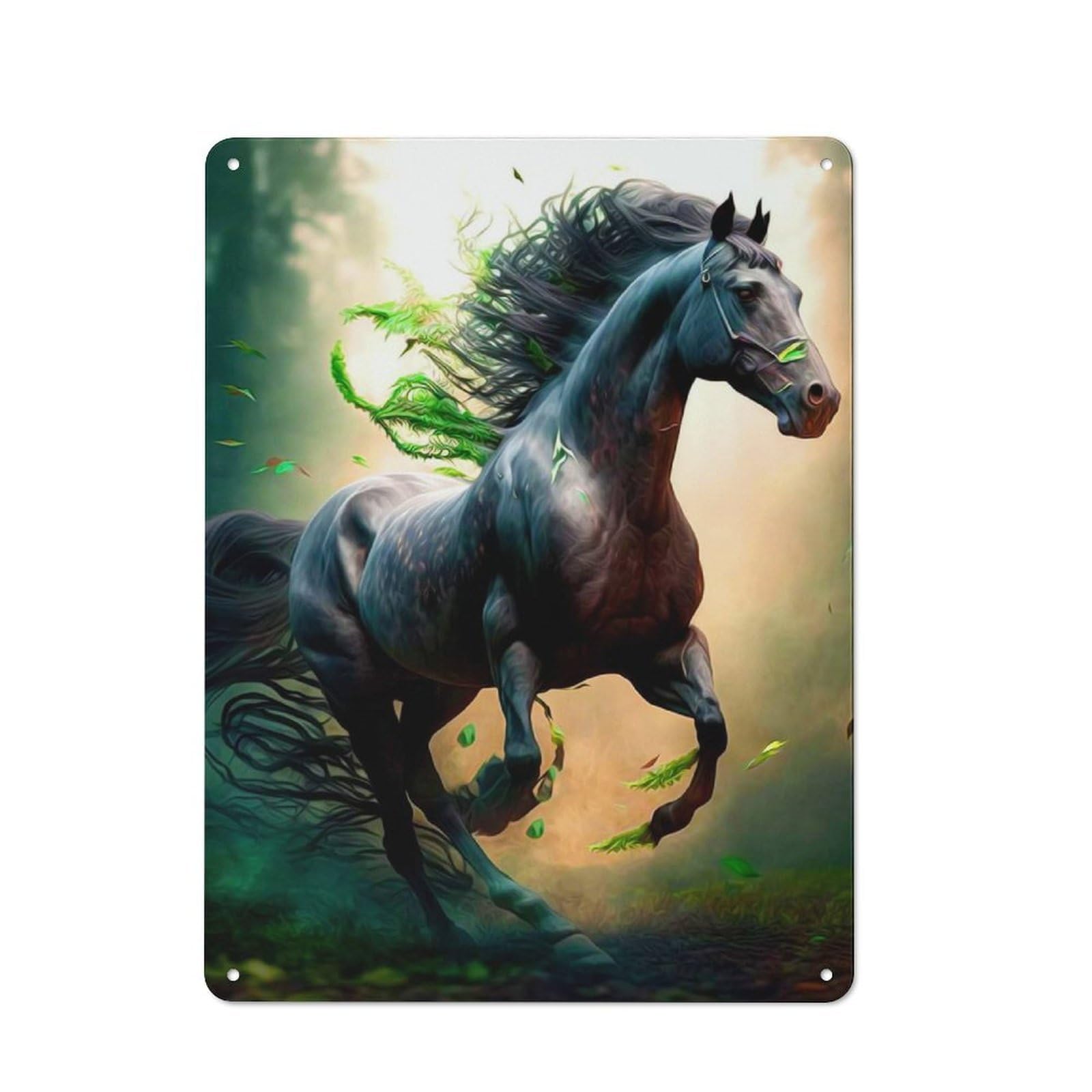 Junmoney Style-10 Horse Rustic Metal Wall Sign 40X30cm For Kitchen Or Home Bar, For Garage, Workshop And Man Cave Decoration
