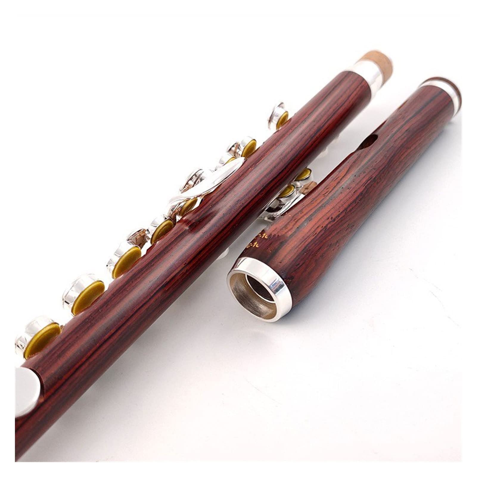 KOCOBOLO Holz Piccolo C Key Cupronickel Halbgröße Flöte Silber Überzogenes Körpermaterial Ebenholz Querflöte