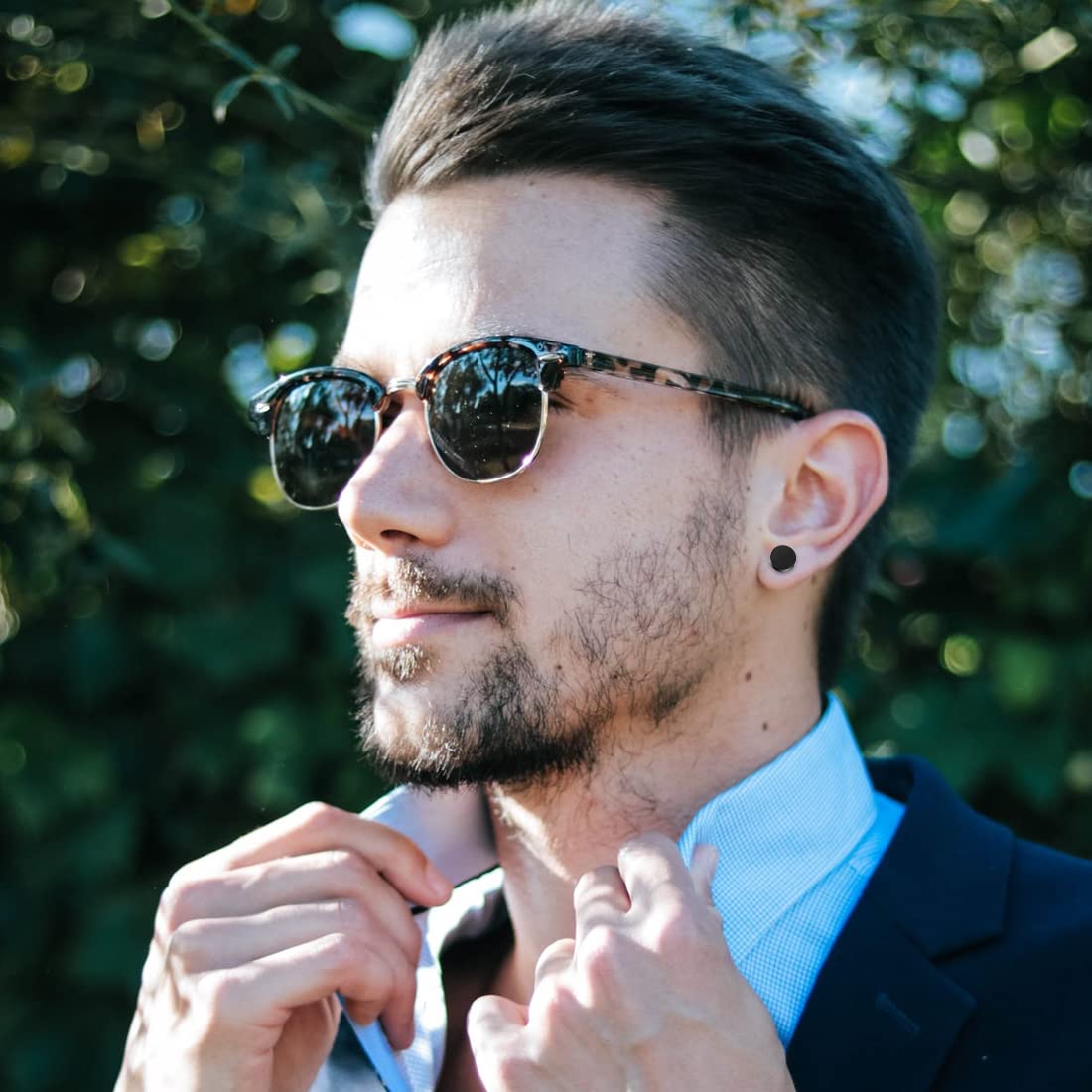 Orecchini Uomo In Acciaio Inossidabile - Tondi A Bilanciere - Modello Gotico Punk - Ipoallergenici, Confezione Da 2