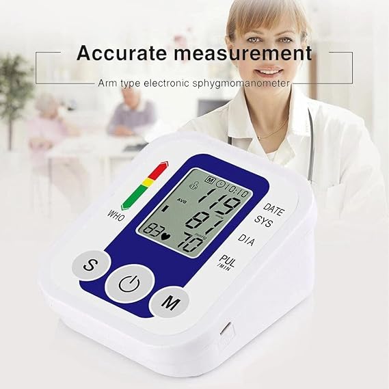 Blood Pressure Monitors Automatic Digital LCD Display Monitor Upper Arm BP Cuff Machine Heart Rate Monitor for Home and Professional Use
