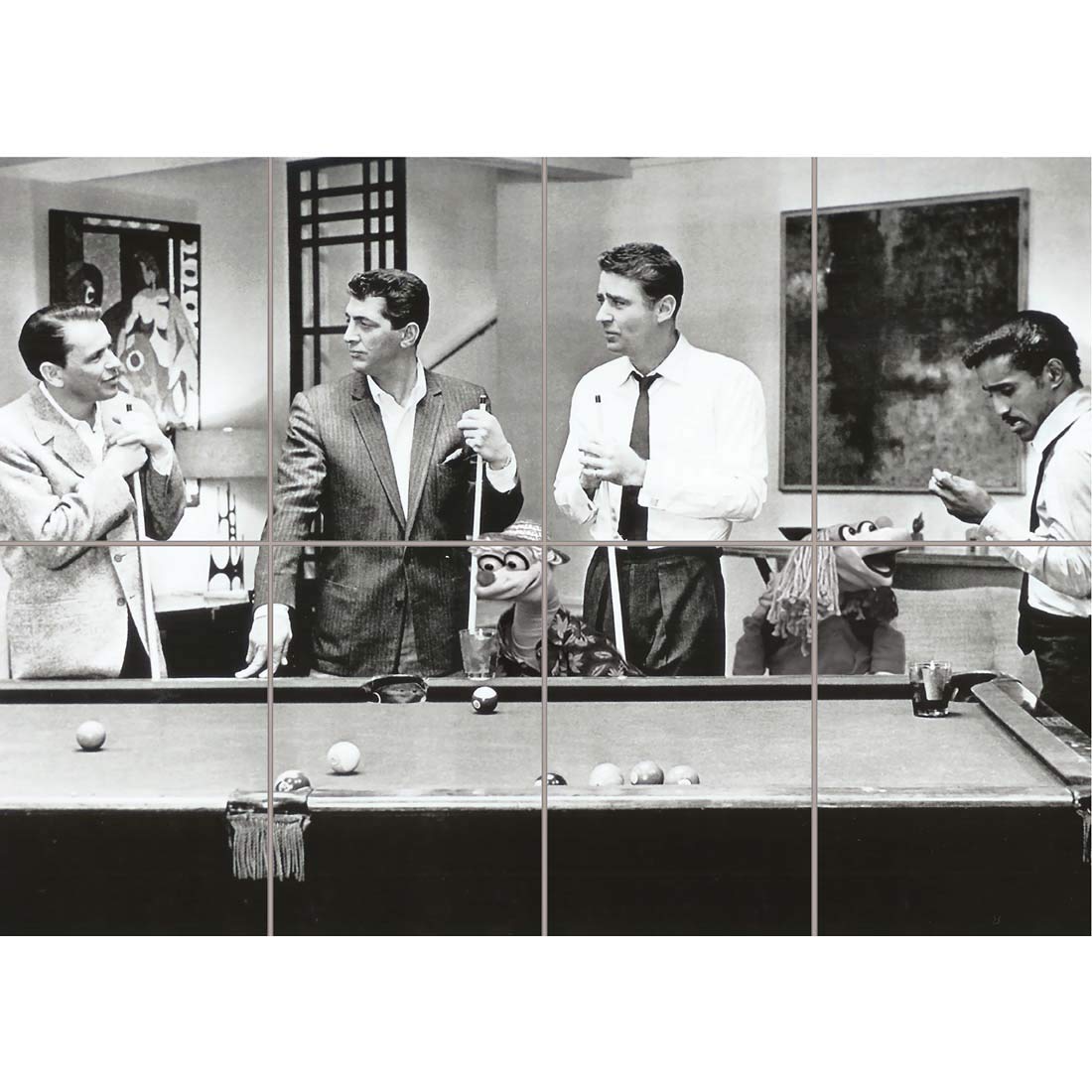Doppelganger33 LTD The Rat Pack Photograph Black White Pool Billiards XL Giant Panel Poster Art Print (8 Sections)