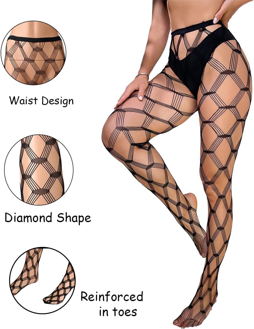 CanB Fishnet Stockings High Waist Tights Sexy High Pantyhose for Women