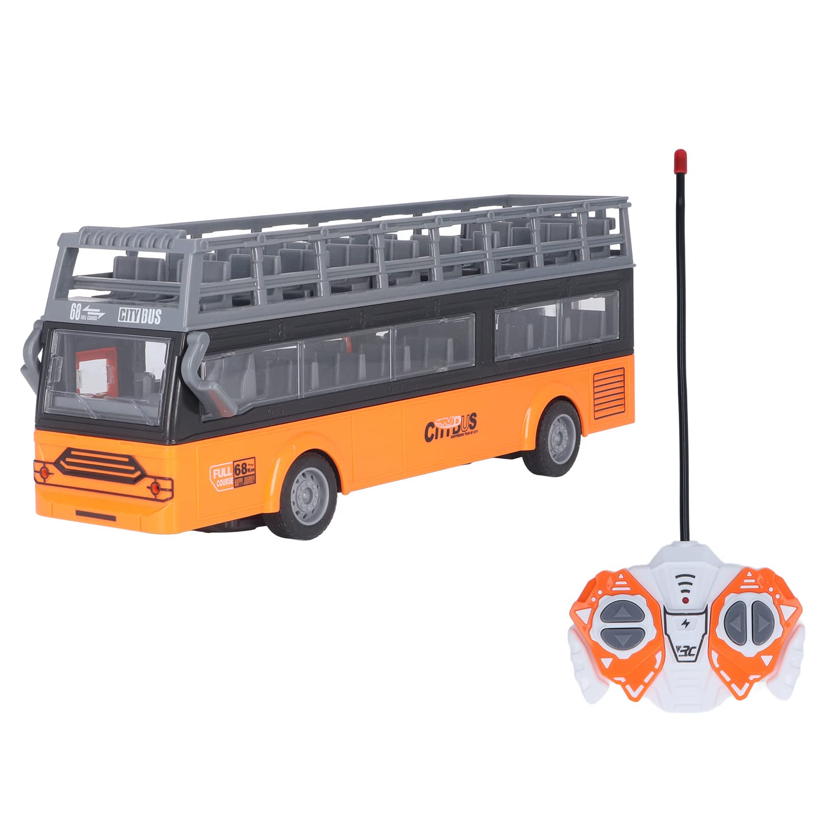 Bus télécommandé, 4 Canaux électroniques, Ouverture des Portes, Fonction D'accélération, Bus RC à Deux étages pour Enfants de 3 Ans et Plus (QH204 9 Bus Touristique)