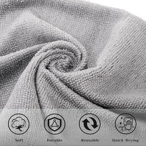Image of Zerfa 20 Sheets Microfiber Cleaning Cloth Roll 25x25 CM - Reusable Towels, Washable Super Absorbent Lint Free Cleaning Cloths for Kitchen, Car, Garage, and Home (1 Roll, Gray)