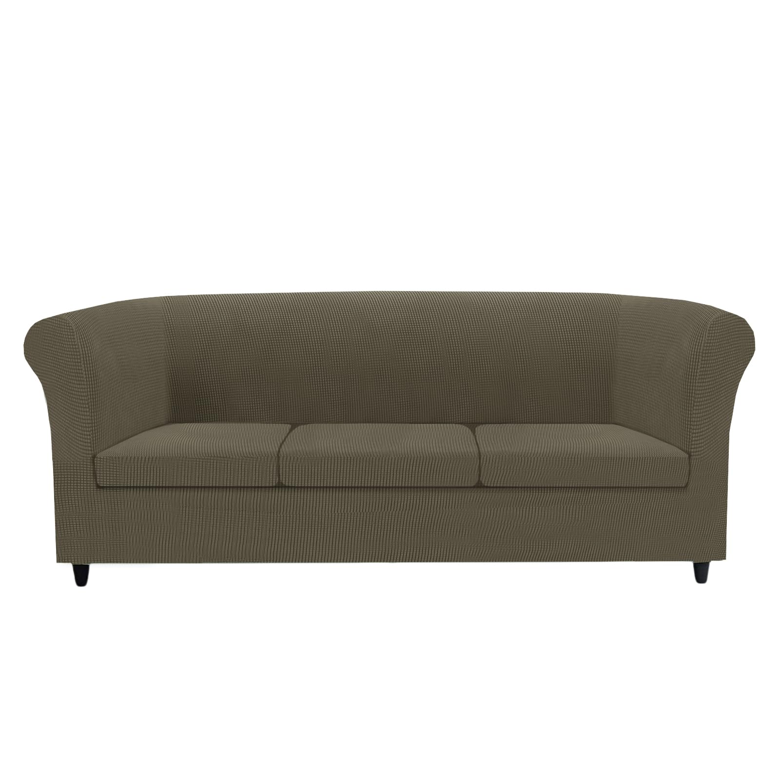 KYJSW Chesterfield Sofa Cover Stretch Jacquard Fabric Couch Slipcover With Armrests Cushion Cover Seat Cover Non-Slip Furniture Protector (Taupe,XL SOFA+3 LARGE SEATS)
