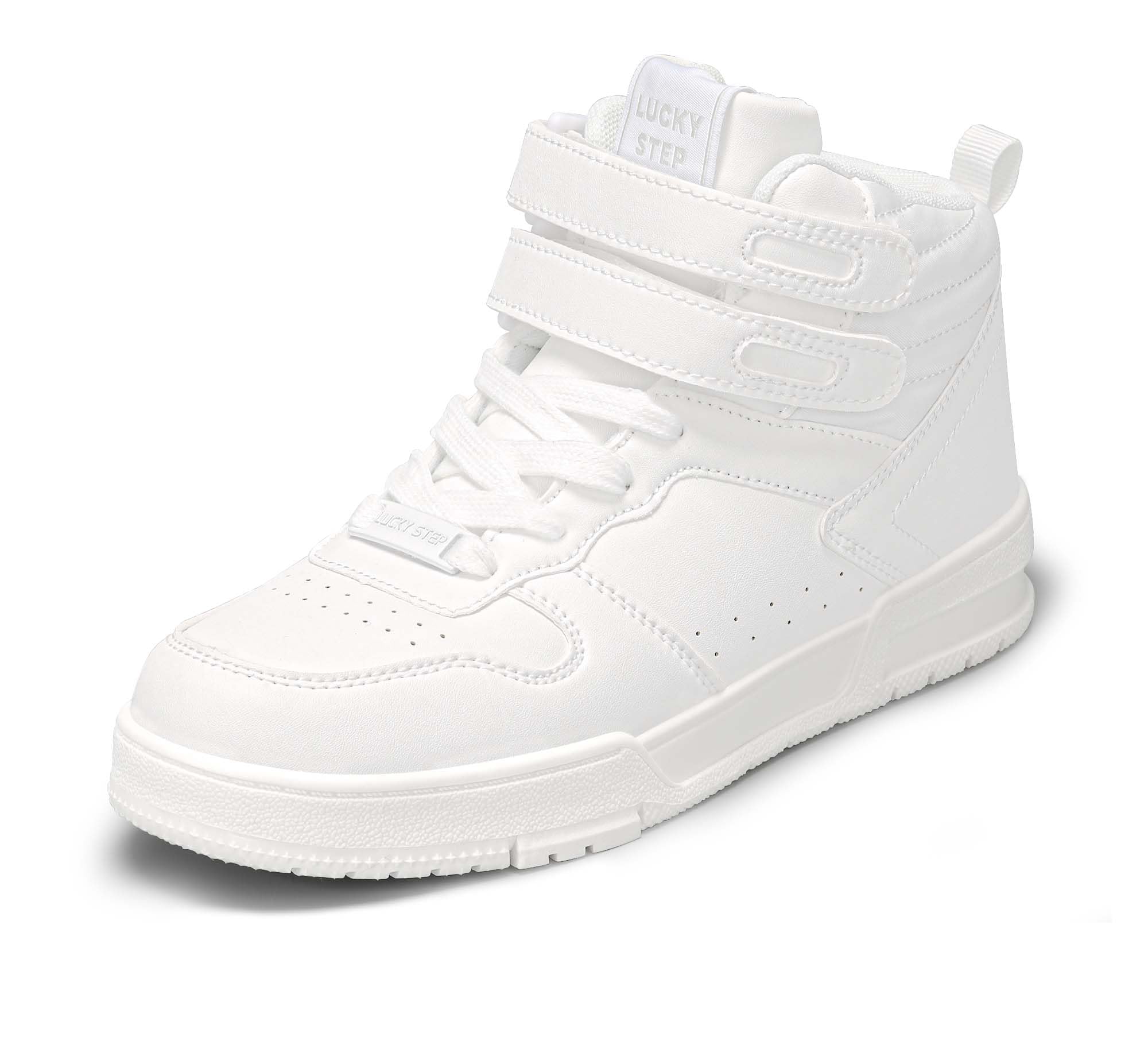LUCKY STEP Zapatillas Deportivas de Moda para Mujer Botas de Baloncesto para Caminar con Plataforma de Cierre autoadherente Zapatillas Casuales de Cuero Sintético