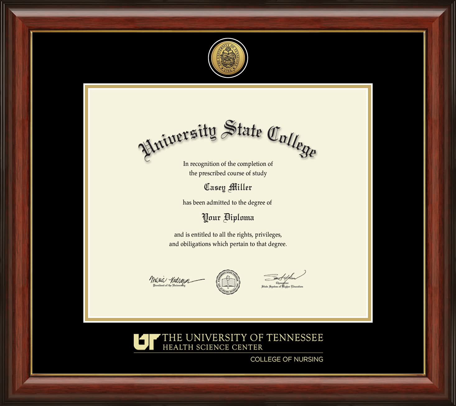 Amazon.com - Framerly For The University of Tennessee Health Science Center  Memphis College of Nursing - Officially Licensed - Gold Medallion Diploma  Frame - Document Size 17" x 14" -