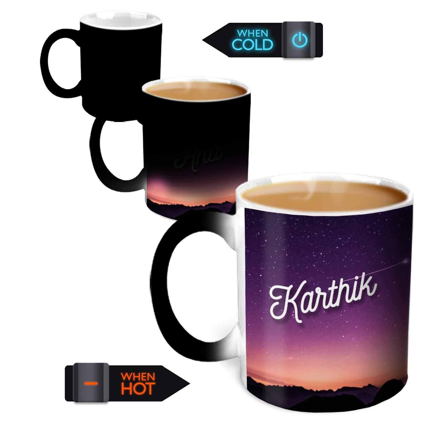 Hot Muggs Ceramic You'Re The Magic? Karthik Magic Mug Personalised Name, 315Ml, 1 Unit, Multicolor