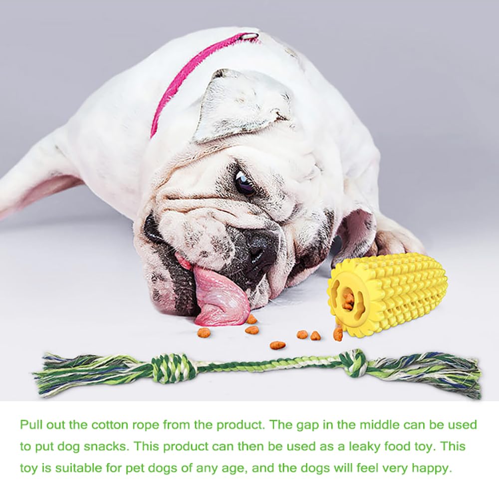 Jouet à mâcher pour chien en forme de maïs : corde dentaire flottante avec trou à friandises – TPR indestructible et corde en coton pour le nettoyage des dents, le soulagement de l'ennui