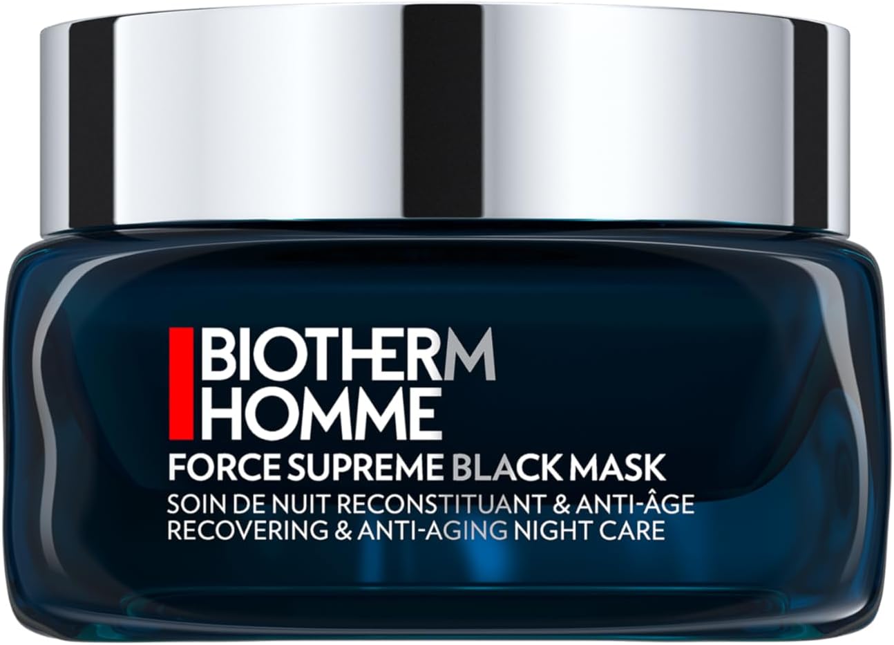 Homme Force Supreme Black Mask, Recovering & Anti-Aging Night Mask for Men with Dark Cultivated Algae and Blue Algae, Plumps and Energizes the Skin, Smoothes Wrinkles Overnight, 1.7 Fl. Oz.