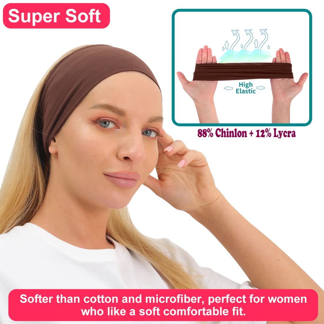 RITOPER - Diademas de Entrenamiento para Mujer, Antideslizantes, supersuaves, para Yoga, Correr, Entrenamiento, Bandas elásticas para el Cabello para Mujer, Diademas para el Cabello