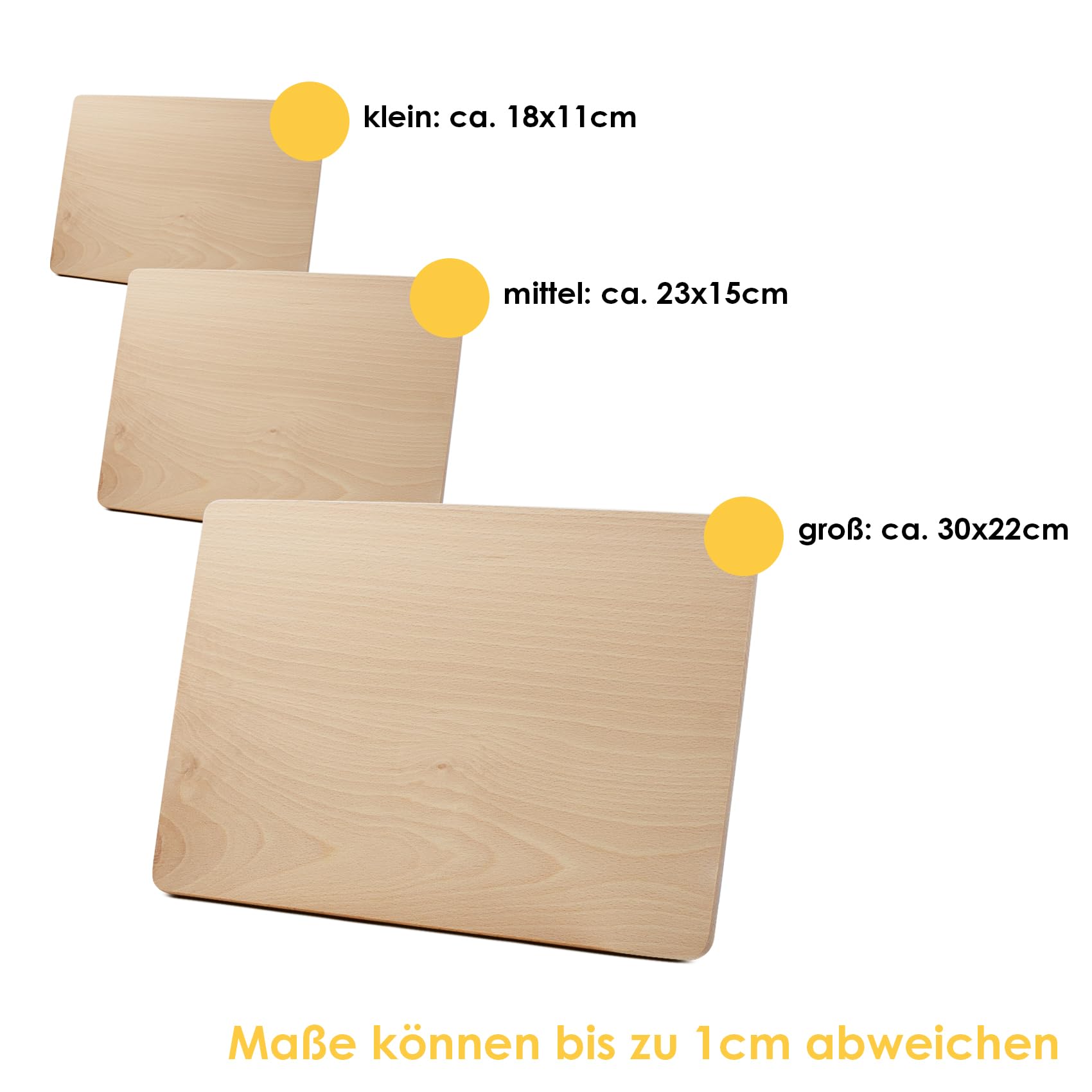 VmG-Store Frühstücksbrettchen Buche 30x22cm Holzbretter roh Schneidebrett massives Buchenholz eckiges Brotzeitbrett aus Naturholz Küchenbrett (20, Groß)